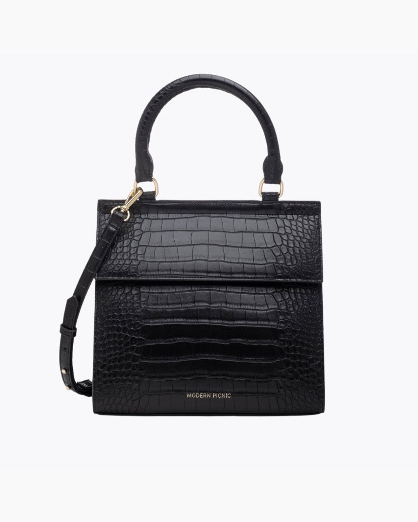 Black Croc Lunch Purse