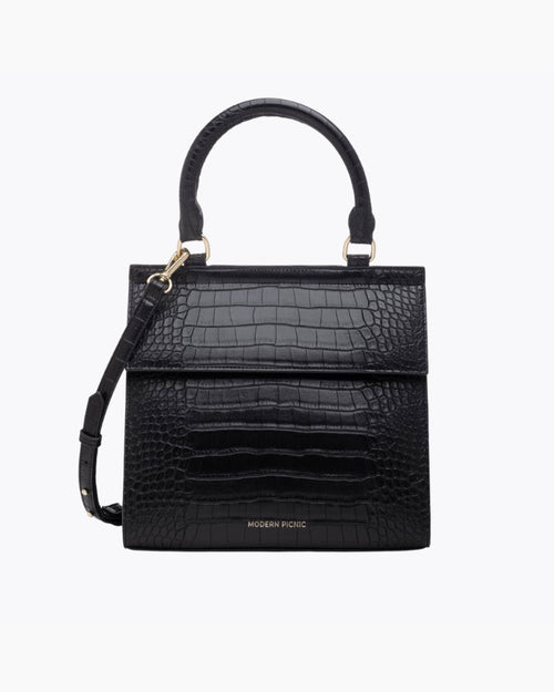 Black Croc Lunch Purse