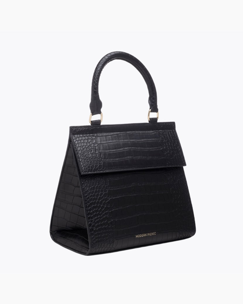 Black Croc Lunch Purse