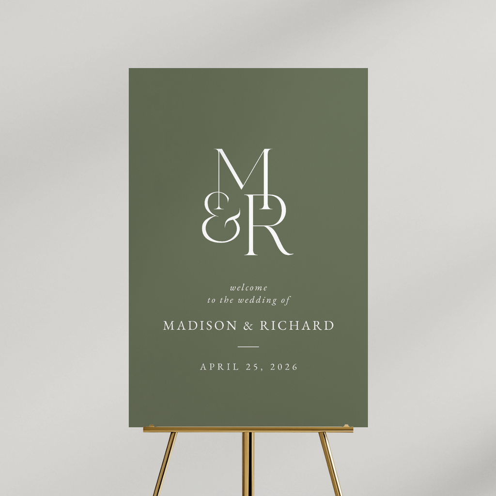 Personalized Olive Monogram Wedding Sign