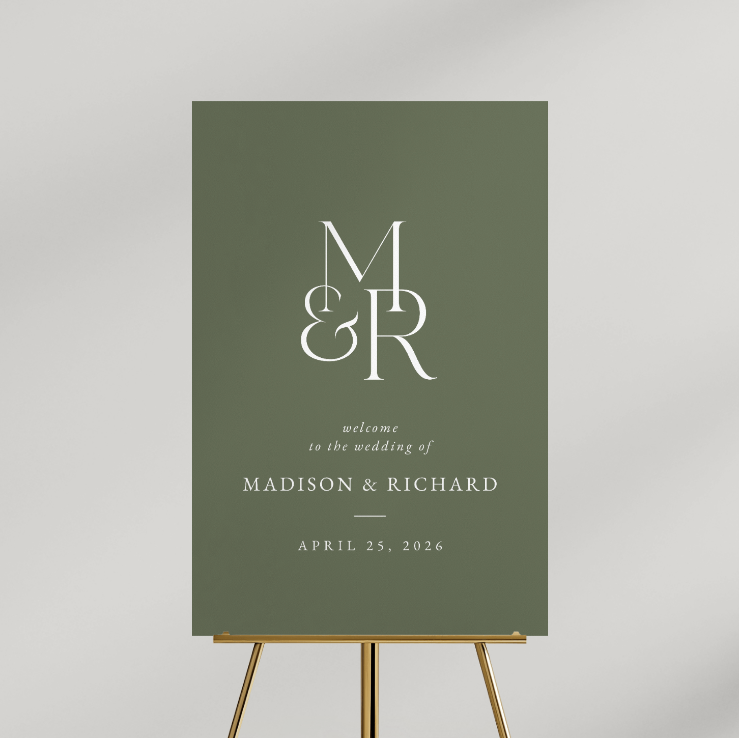 Personalized Olive Monogram Wedding Sign