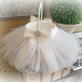 Elegant Tulle Flower Girl Basket – Satin & Pearl Handle