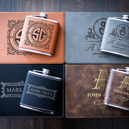 Leather Flask Gift Set