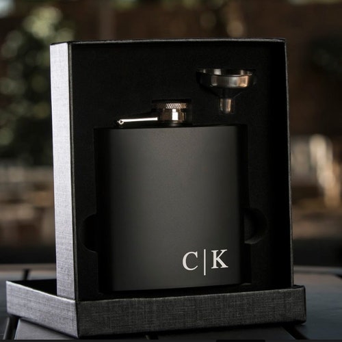 Engraved Black Flask