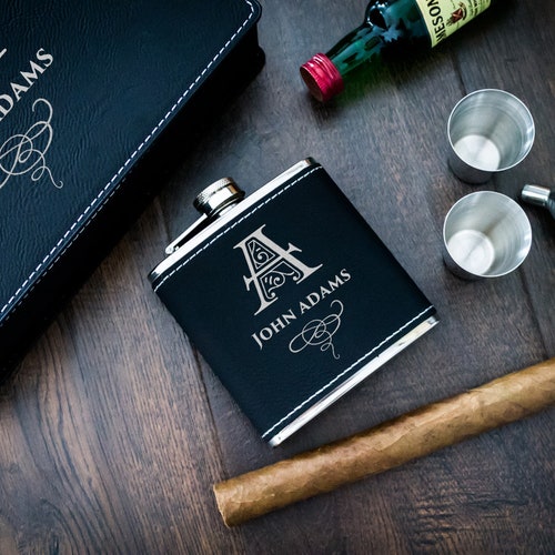 Leather Flask Gift Set