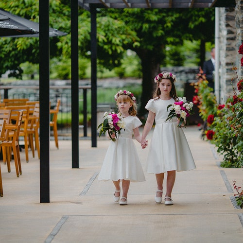 Elegant Satin Flower Girl Dress – Simple Light Ivory Wedding Dress with Sash