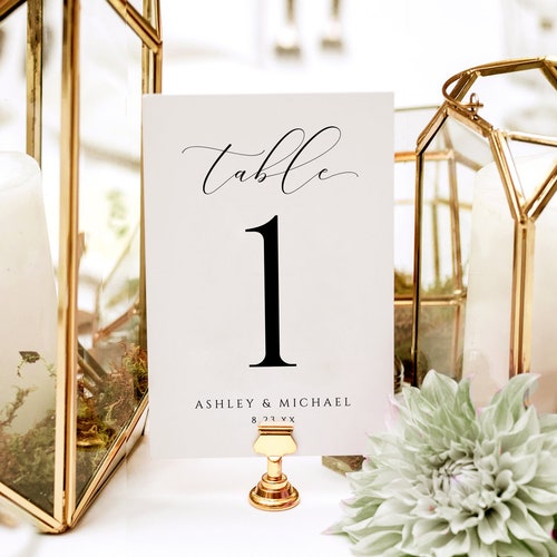 Editable Luxury Wedding Table Numbers Template – Printable (4x6 & 5x7)