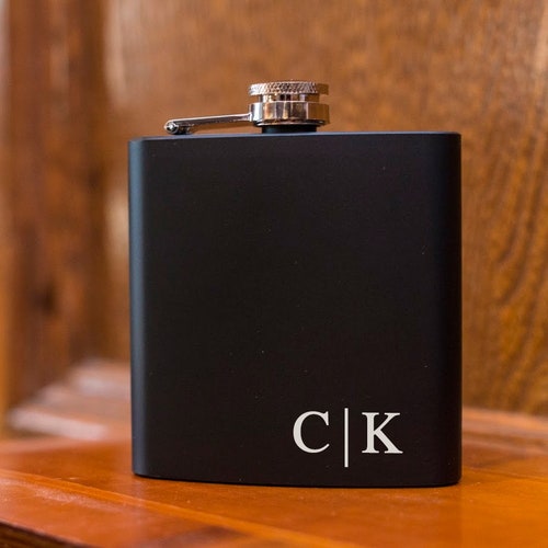Engraved Black Flask