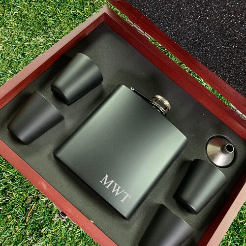 Engraved Black Flask