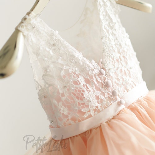 Ivory Flower Girl Dress with Beaded Lace, Satin, Tulle & Organza – Princess Floor-Length Ball Gown