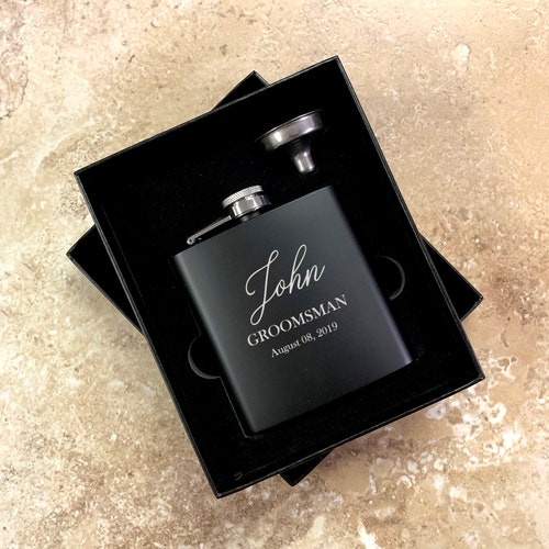 Engraved Black Flask