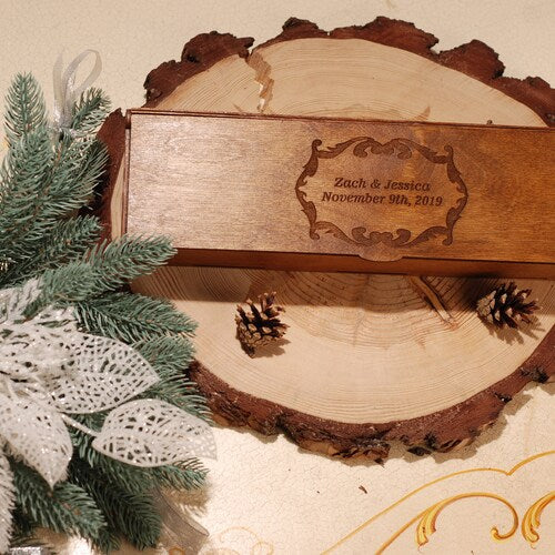 Rustic Personalized Wedding Cake Knife & Server Set with Optional Wooden Box