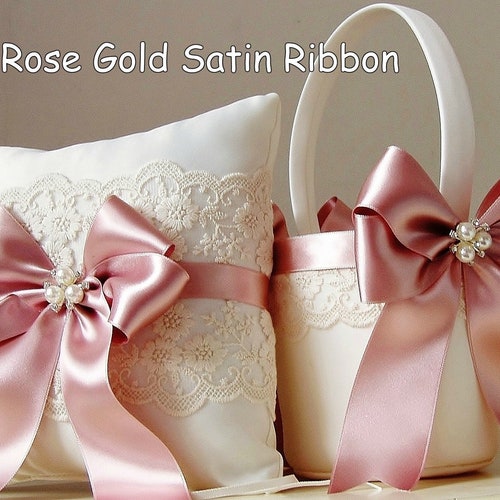 Ivory Flower Girl Basket & Ring Bearer Pillow Set