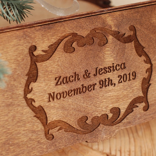 Rustic Personalized Wedding Cake Knife & Server Set with Optional Wooden Box