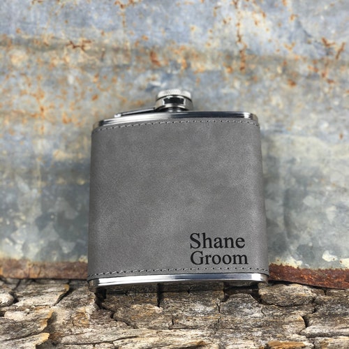 Engraved Leather Hip Flask