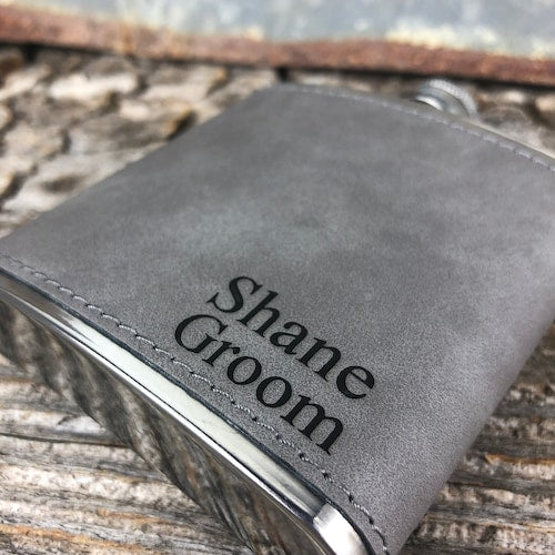 Engraved Leather Hip Flask