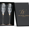 Personalized Gold-Rimmed Tulip Champagne Flutes with Custom Box