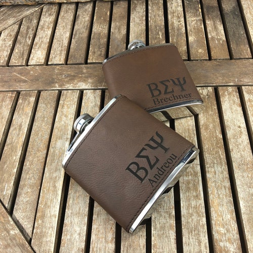 Engraved Leather Hip Flask