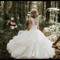 Ivory Flower Girl Dress with Beaded Lace, Satin, Tulle & Organza – Princess Floor-Length Ball Gown