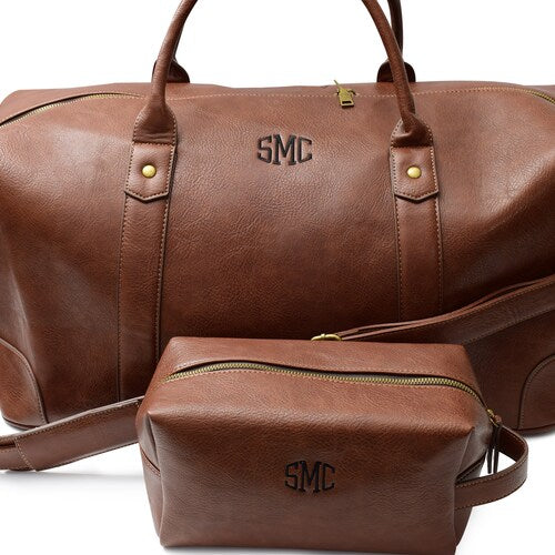 Personalized Canvas Weekender Travel Duffle and Wash Bag