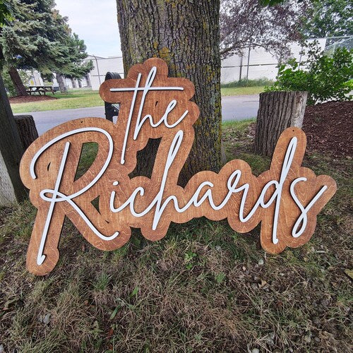 Layered Wooden Backdrop Name Sign
