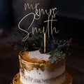 Personalized "Finally" Wedding Cake Topper – Gold Metal or Wood Cake Decoration
