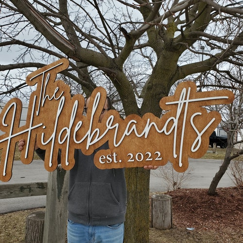 Layered Wooden Backdrop Name Sign
