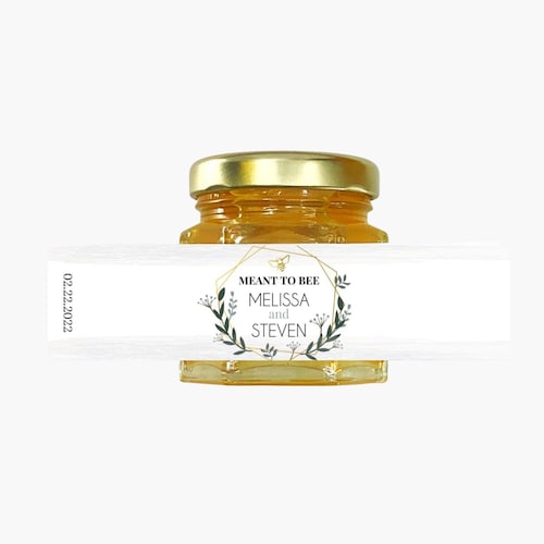 "Meant to Bee" Honey Wedding Favors with Personalized Labels