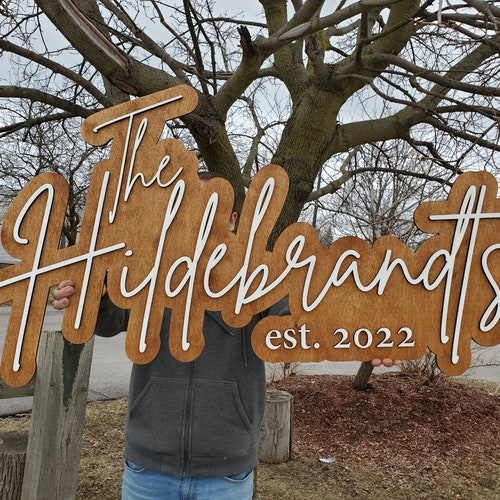 Layered Wooden Backdrop Name Sign