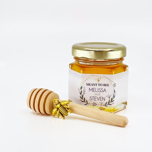 "Meant to Bee" Honey Wedding Favors with Personalized Labels