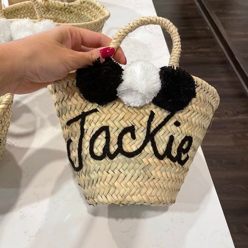 Personalized Rustic Straw Flower Girl Basket