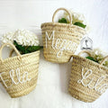 Personalized Rustic Straw Flower Girl Basket