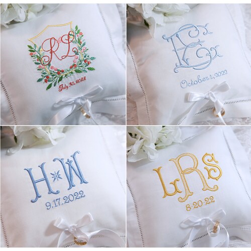 Personalized Monogrammed Ring Bearer Pillow