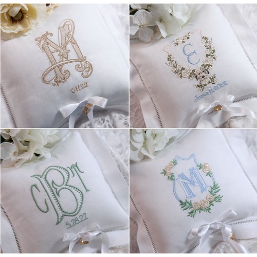 Personalized Monogrammed Ring Bearer Pillow