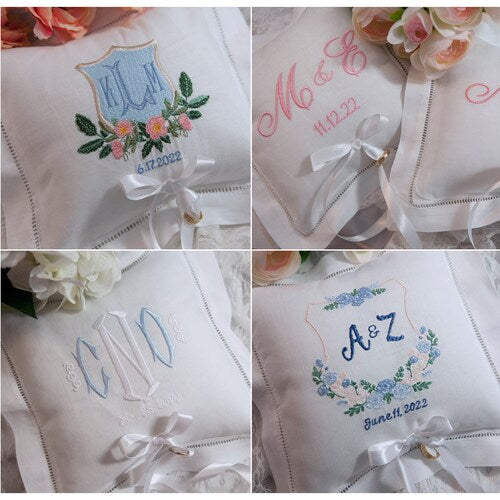Personalized Monogrammed Ring Bearer Pillow