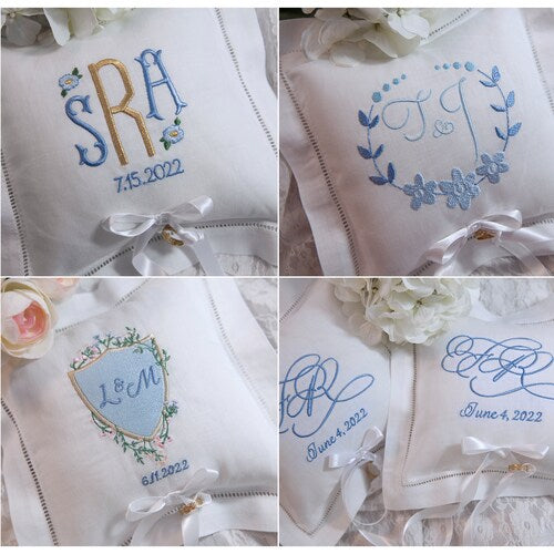 Personalized Monogrammed Ring Bearer Pillow