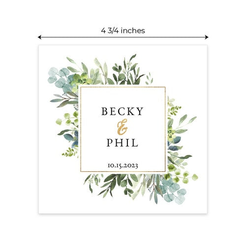 Custom Greenery Wedding Napkins