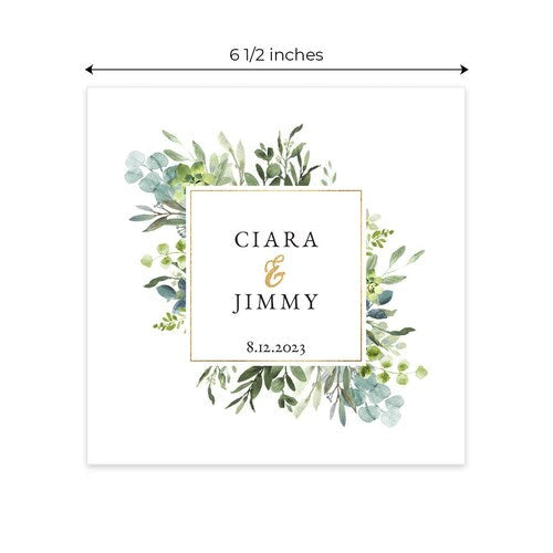 Custom Greenery Wedding Napkins