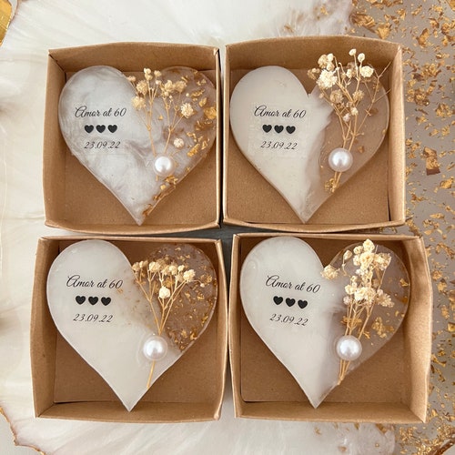 Unique Heart-Shaped Wedding Magnet Favors with Flowers