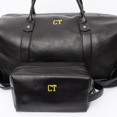 Personalized Canvas Weekender Travel Duffle and Wash Bag