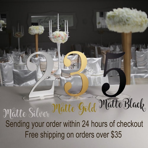 Mirror Gold Acrylic Wedding Table Numbers – Customizable Laser Cut
