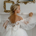 Lace and Tulle Flower Girl Dress with Long Sleeves and Bow
