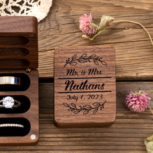 Triple Flip Wooden Ring Box | Custom Wedding & Engagement Ring Holder