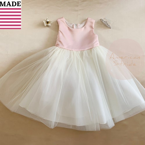 USA Made Classic 4-Layer Tulle and Satin Flower Girl Dress