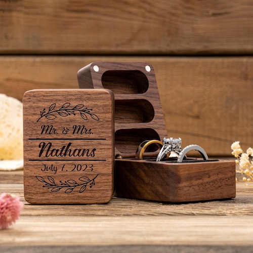 Triple Flip Wooden Ring Box | Custom Wedding & Engagement Ring Holder