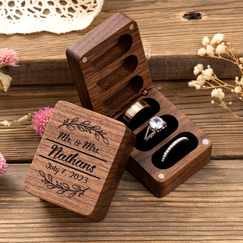 Triple Flip Wooden Ring Box | Custom Wedding & Engagement Ring Holder