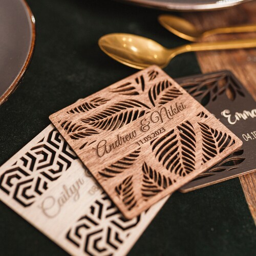 Custom Wooden Wedding Coasters – Personalized Favors for Guests
