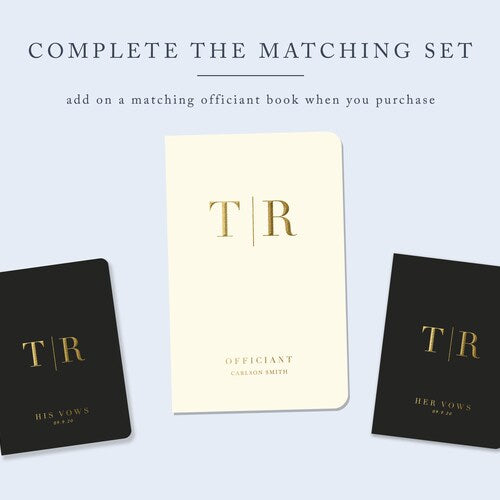 Custom Modern Wedding Vow Books – Set of 2 with Real Gold Foil