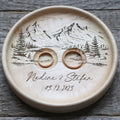 Mountain View Wedding Ring Dish – Personalized Wood Ring Holder
