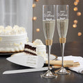 Laurels of Love Gold Hammered Cake Knife & Server or Champagne Flute Set